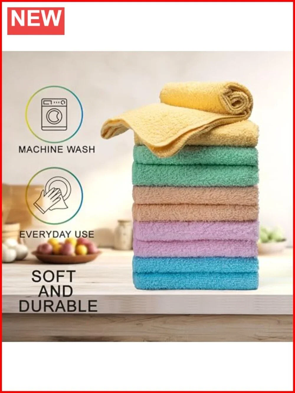 Cotton Terry Washcloths 12x12 Inch Pack of 10 Soft Absorbent